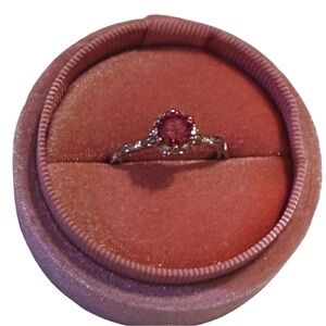 Red Moisssanite Halo unique  engagement Ring|925 Sterling Silver| Size 8